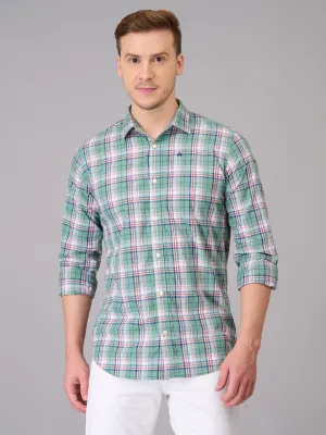 Men Light Green Checks Cotton Shirt (GBHM23ED23)